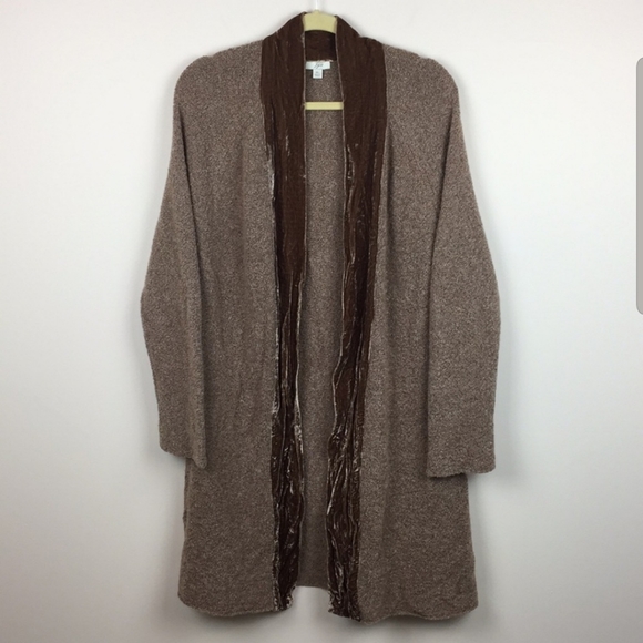 J.Jill Crushed Velvet Trim Cardigan Sweater - Picture 1 of 5